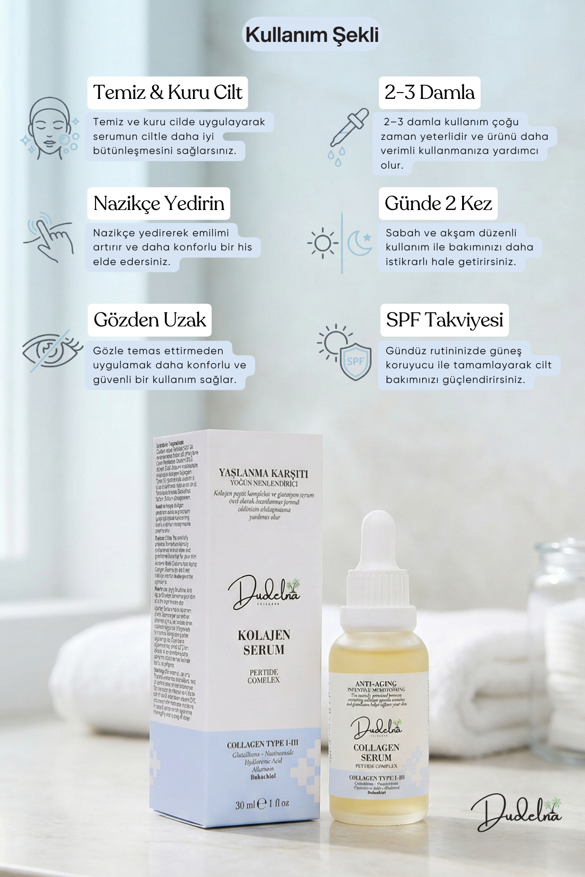 Yaşlanma Karşıtı Kolajen Yüz & Cilt Serumu | Yoğun Nem